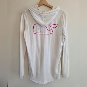 Vineyard Vines White Hoodie with Pink Whale